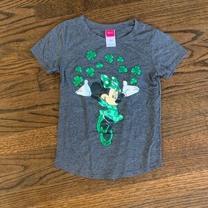 Disney Kids Gray and Green Minnie Mouse Clover T-Shirt